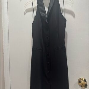 Zara Black Halter Suit Dress with Button Detail